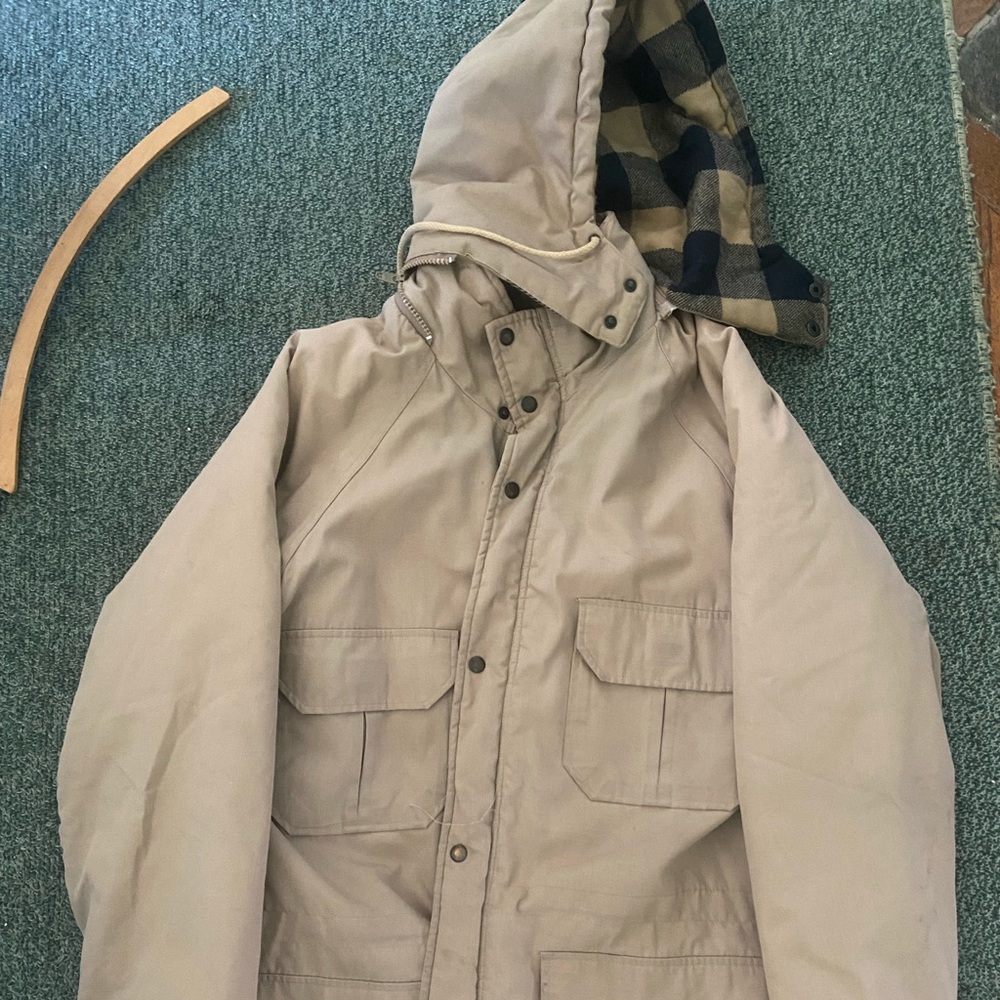 Tan Alpine Express Coat w/Detachable Hood- Large, Inner Pocket, Adjustable Waist